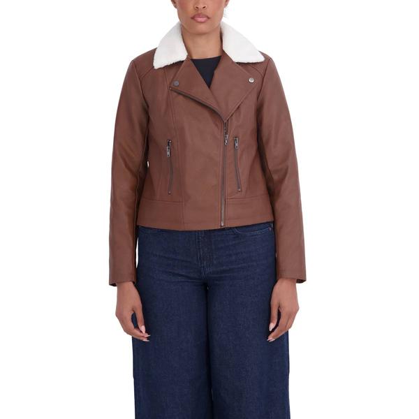 Womens Sebby PU Motorcycle Jacket w/ Faux Fur Lining