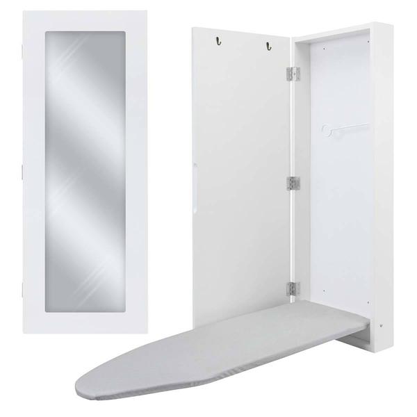 Ivation Wall Mounted Left Side Door Ironing Board w/ Mirror