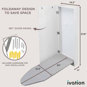 Ivation Wall Mounted Left Side Door Ironing Board w/ Mirror alternate view