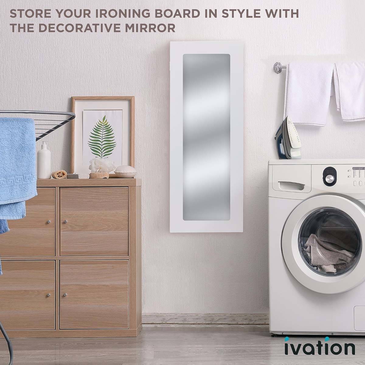 Ivation Wall Mounted Left Side Door Ironing Board W/ Mirror