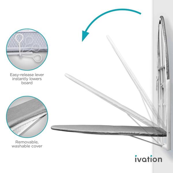 Ivation Wall Mounted Foldable Iron Board w/ Removable Cover alternate view