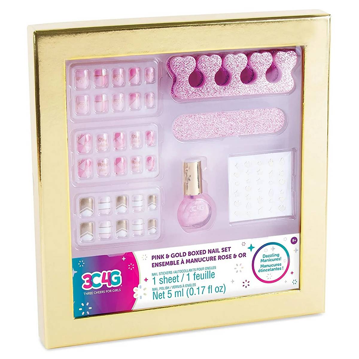 Girls 3C4G Pink & Gold Boxed Nail Set
