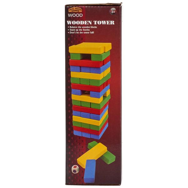 Real Wood Games Colorful Wooden Tower Stacking Game