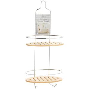 Deluxe Bamboo & Chrome Shower Caddy