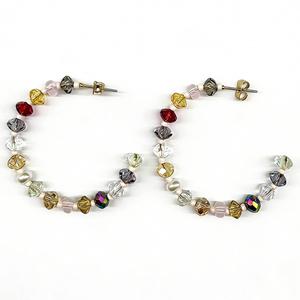 Ashley Cooper(tm) Multi-Color Faceted Bead Hoop Earrings