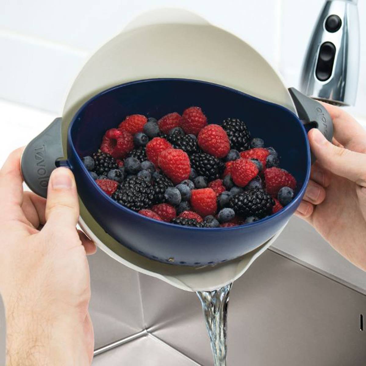 Tovolo 1.5qt. Deep Indigo Soak & Strain Colander