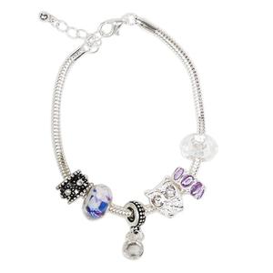 Beautiful Blessings Silver-Tone Slider Owl Charm Bracelet