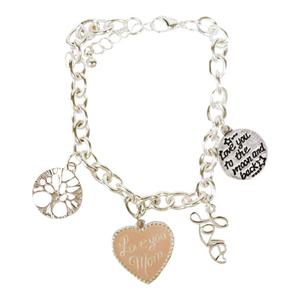 Beautiful Blessings Silver-Tone Love You Mom Charm Bracelet