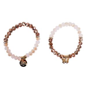 Beautiful Blessings 2pc. Stretch Beaded Butterfly Charm Bracelets