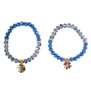 Beautiful Blessings 2pc. Stretch Beaded Flower Charm Bracelets