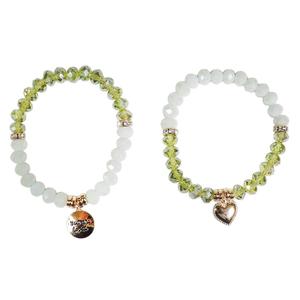 Beautiful Blessings 2pc. Stretch Beaded Heart Charm Bracelets