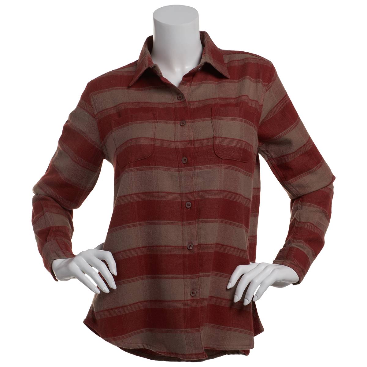 Womens Mountain Ridge Long Sleeve Flannel Button Down - Henna