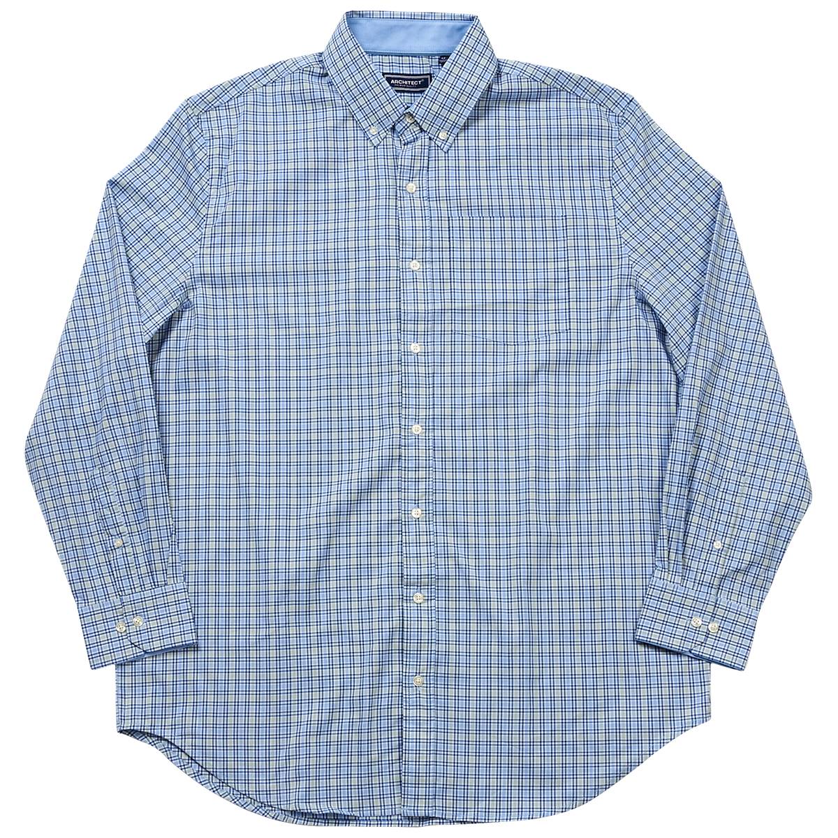 Mens Big & Tall Architect(R) Plaid Button Down Shirt - Blue Green