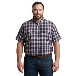 Mens Big & Tall Architect(R) Plaid Button Down Shirt-Insignia Blue