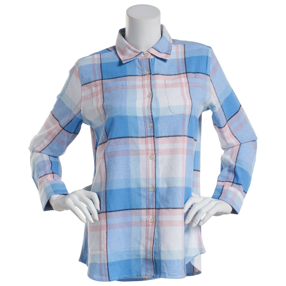 Plus Size Alpine Lakes Long Sleeve Button Down Flannel - Pink