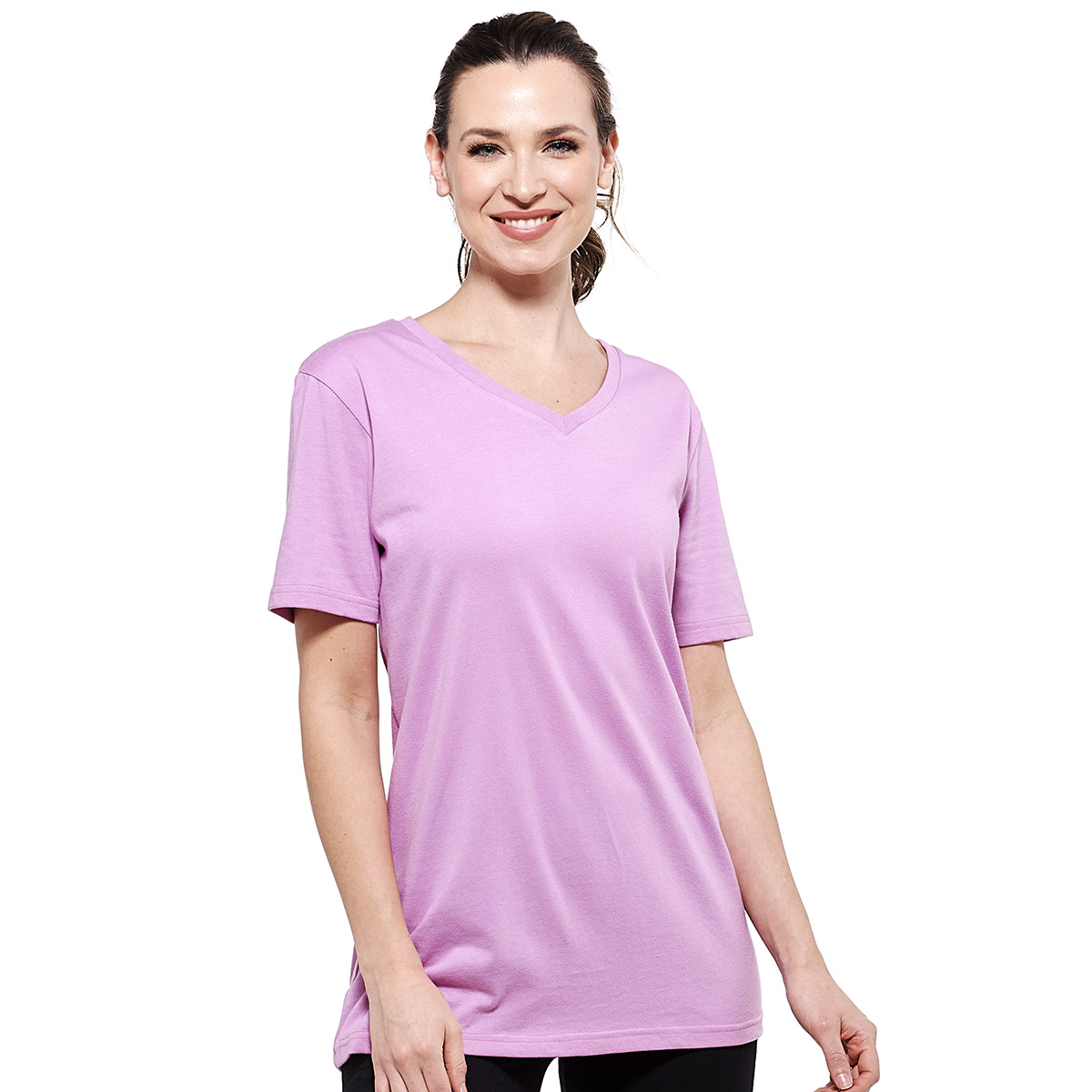 Womens Starting Point Straight Hem Short Sleeve V-Neck T-Shirt