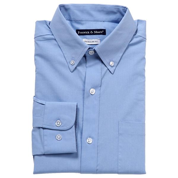 Mens Preswick & Moore(R) Regular Fit Stretch Dress Shirt - Blue