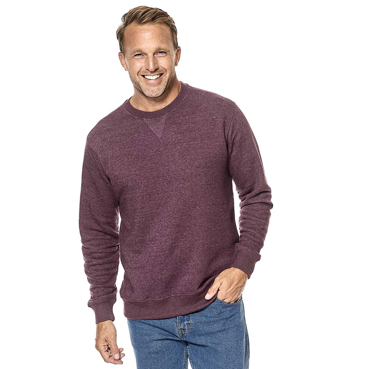 Mens North Hudson Sueded V-Notch Crew Sweatshirt