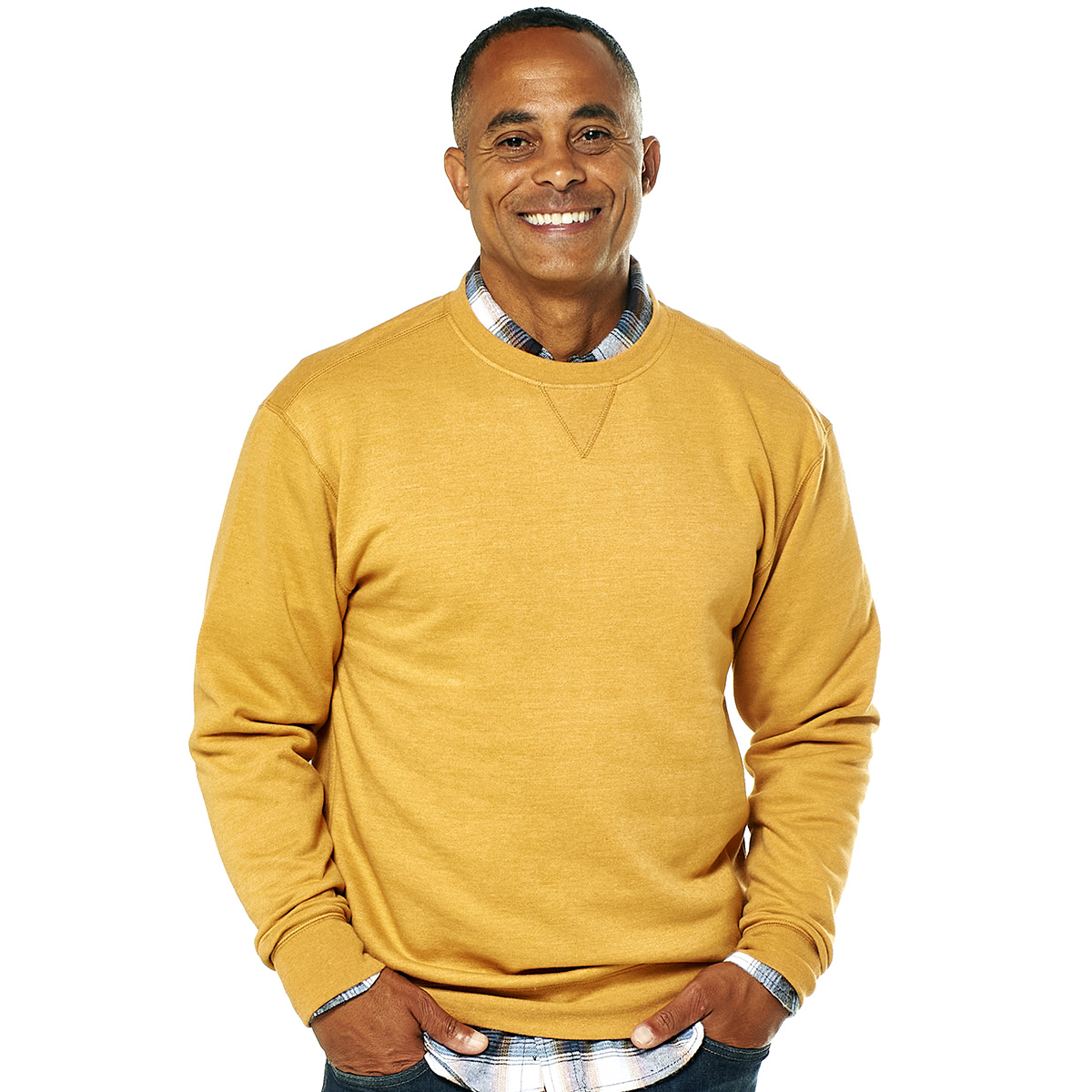 Mens North Hudson Sueded V-Notch Fleece Crew Sweatshirt