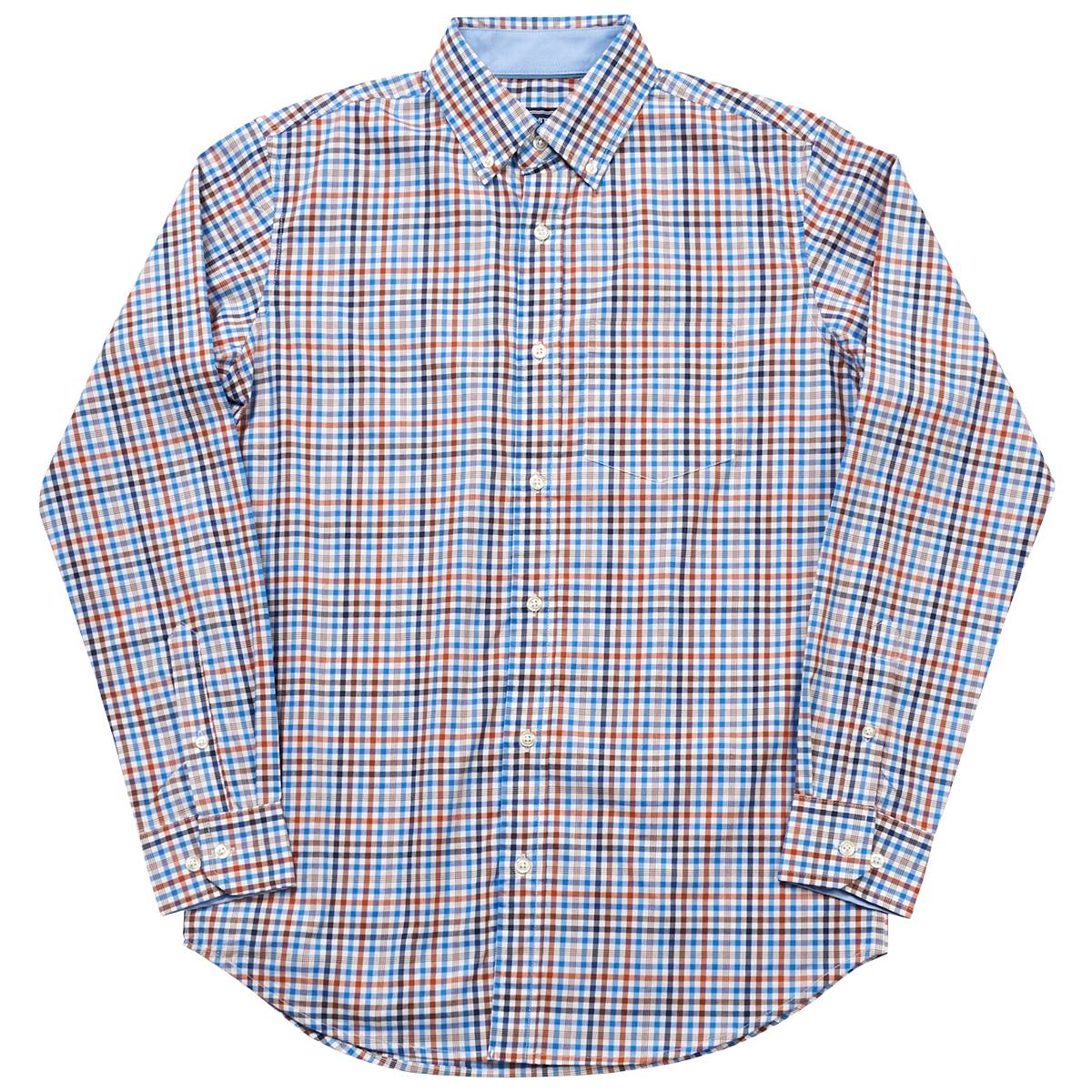 Mens Architect(R) Plaid Button Down Shirt - Brown/Blue