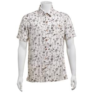 Mens Preswick & Moore(R) Drink Glasses Button Down Shirt - White