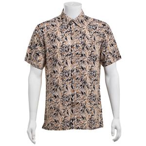 Mens Preswick & Moore(R) Rayon Button Down Shirt - Black/Tan
