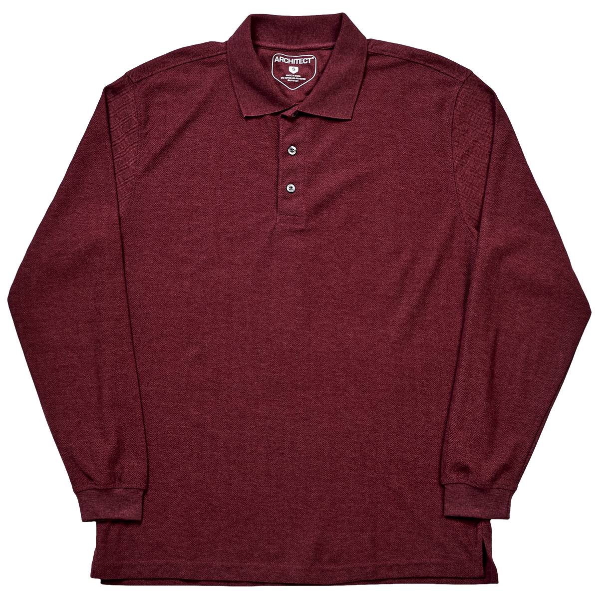 Mens Architect(R) Herringbone Jacquard Long Sleeve Polo