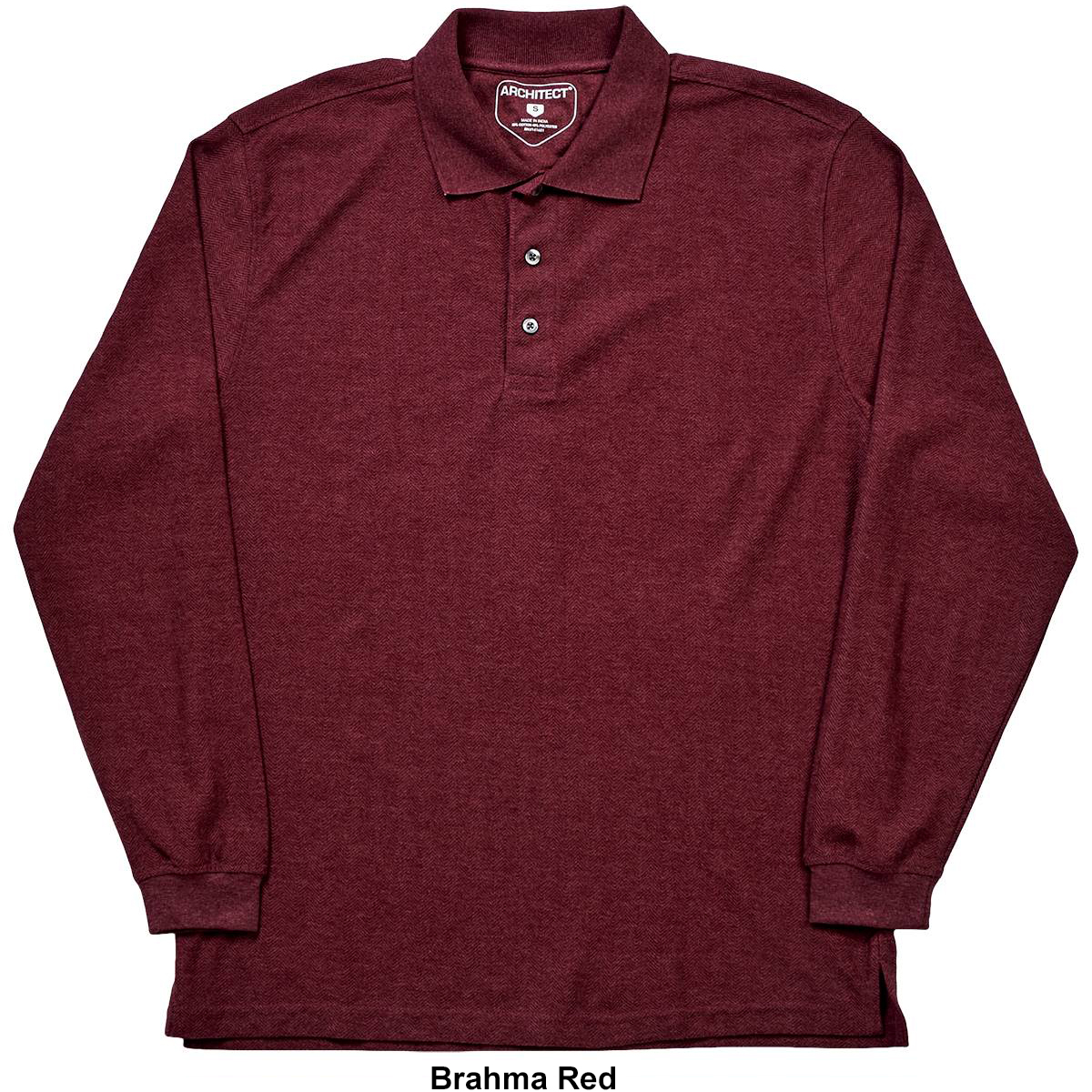 Mens Architect(R) Herringbone Jacquard Long Sleeve Polo