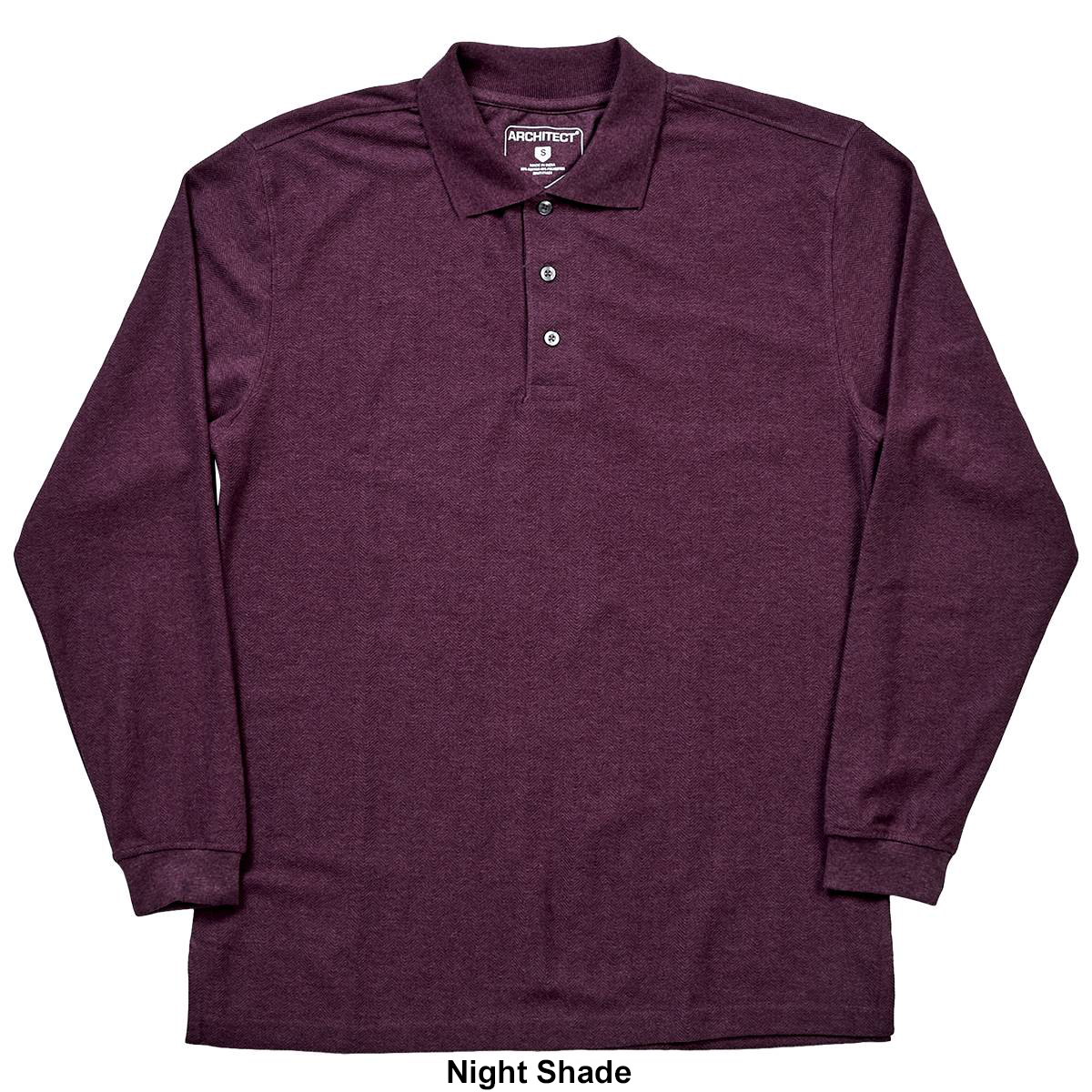 Mens Architect(R) Herringbone Jacquard Long Sleeve Polo