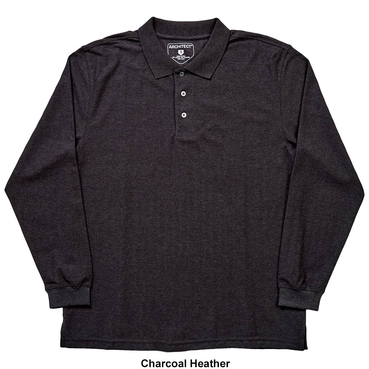 Mens Architect(R) Herringbone Jacquard Long Sleeve Polo