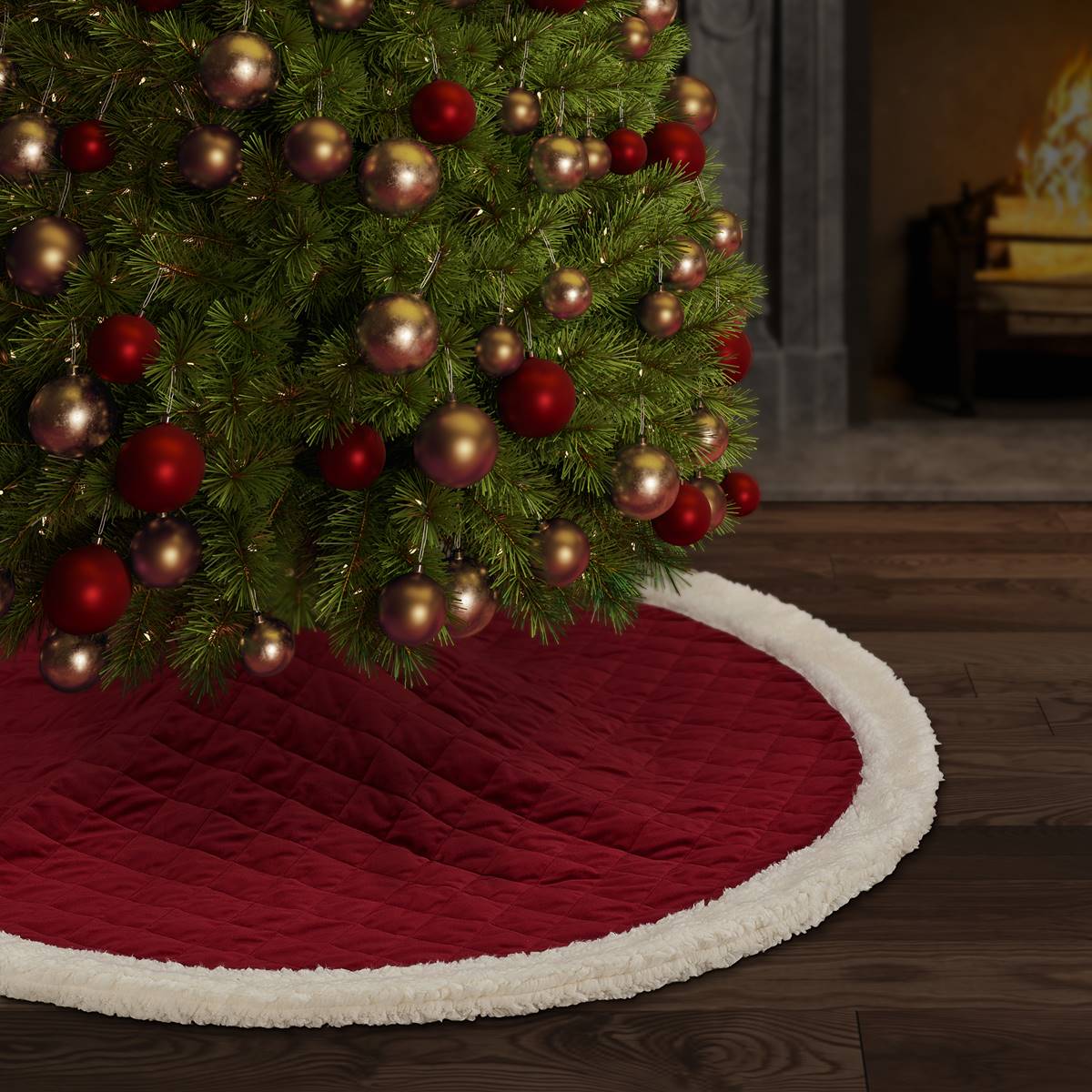 J. Queen New York Casey Sherpa Quilted Christmas Tree Skirt