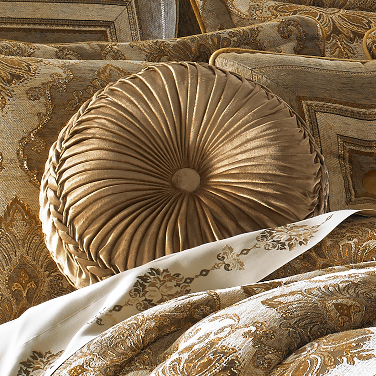 J. Queen New York Bradshaw Tufted Round Decorative Pillow