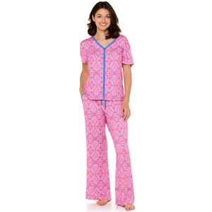 Petite White Orchid Sherbert Tile Long Leg Pajama Set