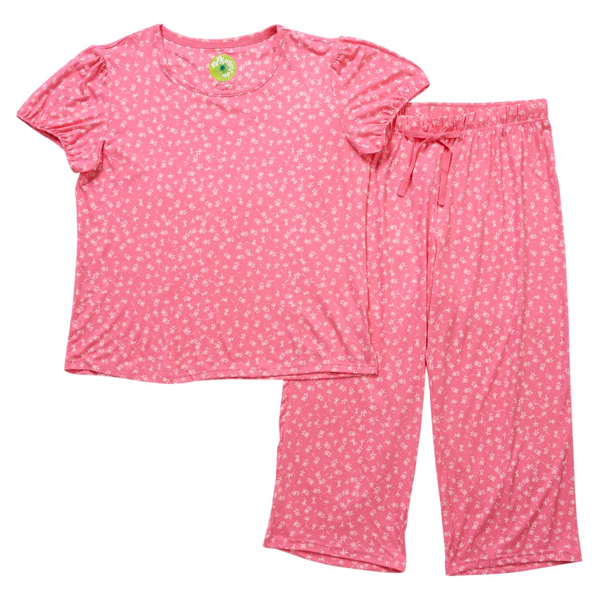 Womens White Orchid Ditsy Daisy Peasant Tee & Pants Pajama Set