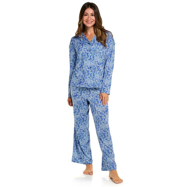 Plus Size White Orchid Long Sleeve Paisley Pajama Set