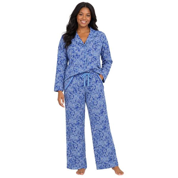 Womens White Orchid Long Sleeve Paisley Notch Collar Pajama Set