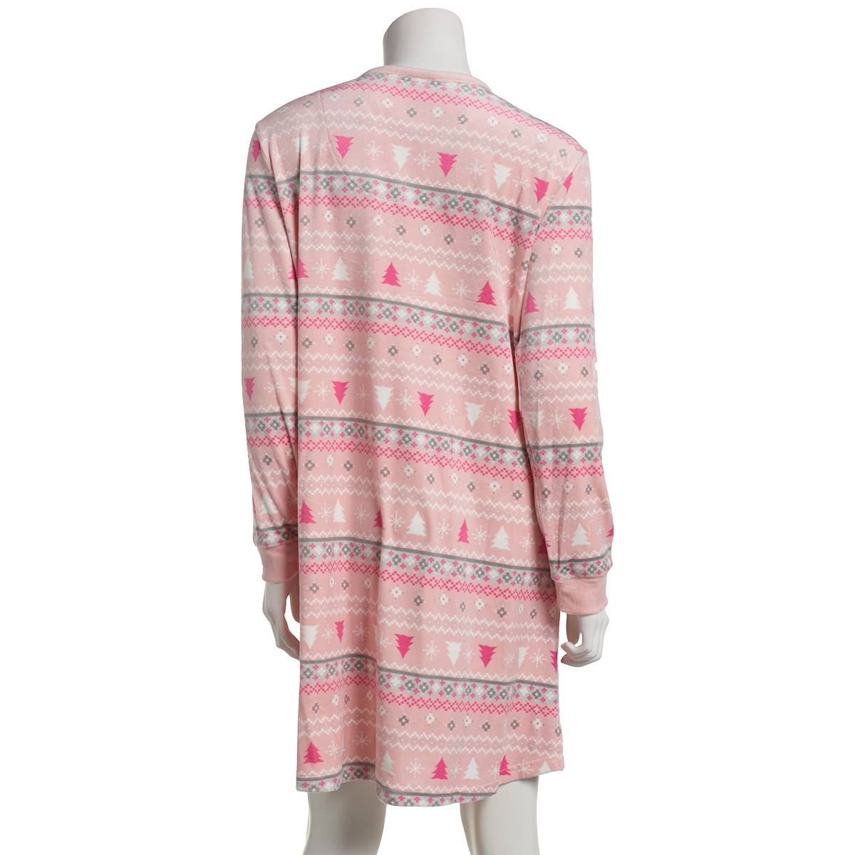 Petite MUK LUKS(R) Long Sleeve Tree Fair Isle Velour Nightshirt