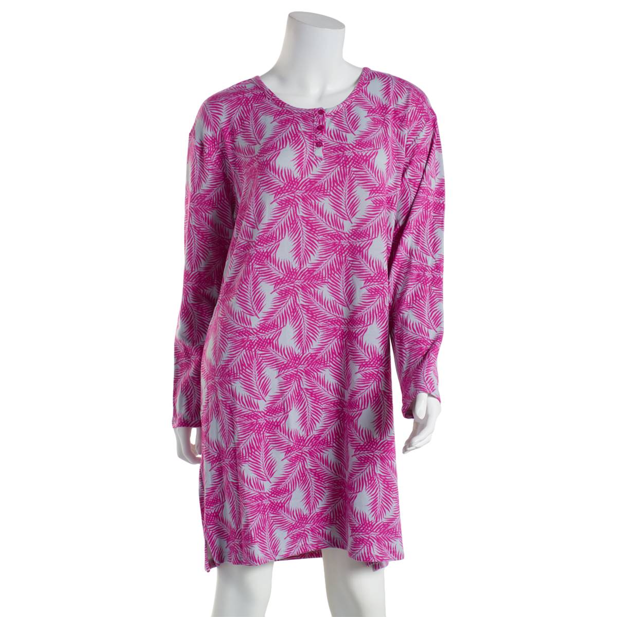 Womens Whte Orchid Tropical Palm Butterknit Nightshirt