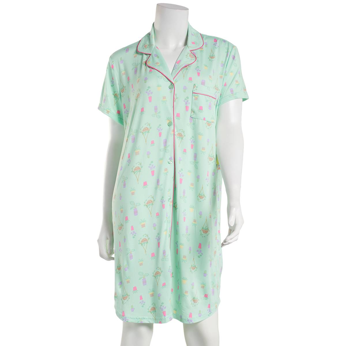 Petite White Orchid Short Sleeve Hanging Plants Nightshirt