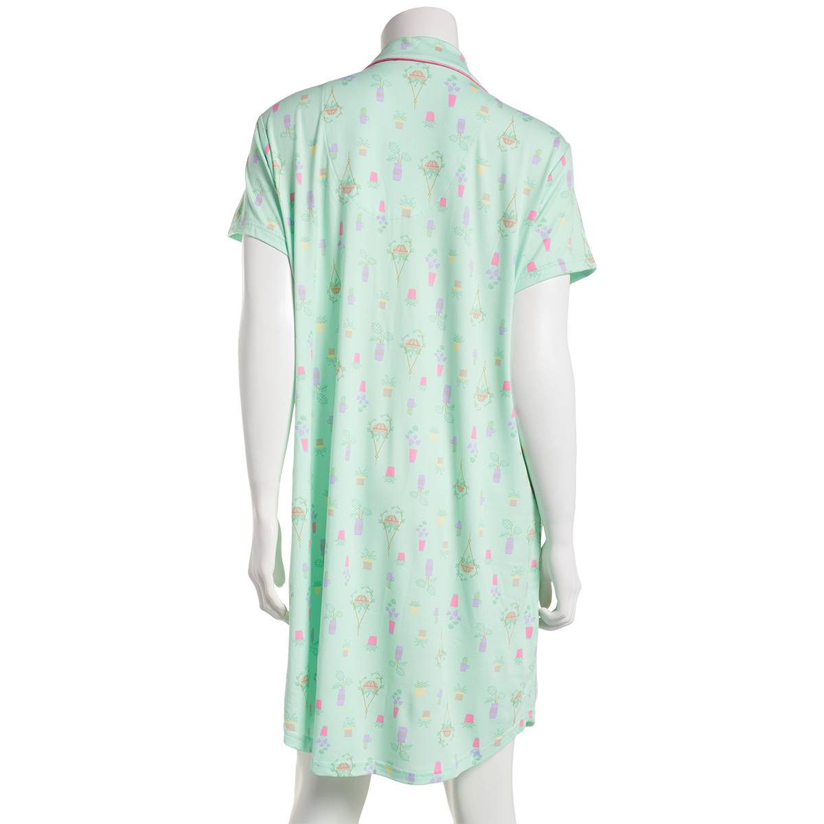 Petite White Orchid Short Sleeve Hanging Plants Nightshirt