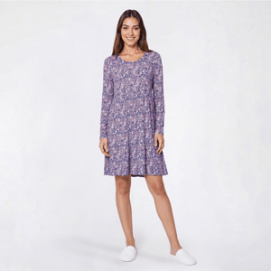 Womens White Orchid Long Sleeve Floral Ruffle Nightshirt alternate view