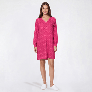 Womens White Orchid Long Sleeve Ikat Nightshirt alternate view