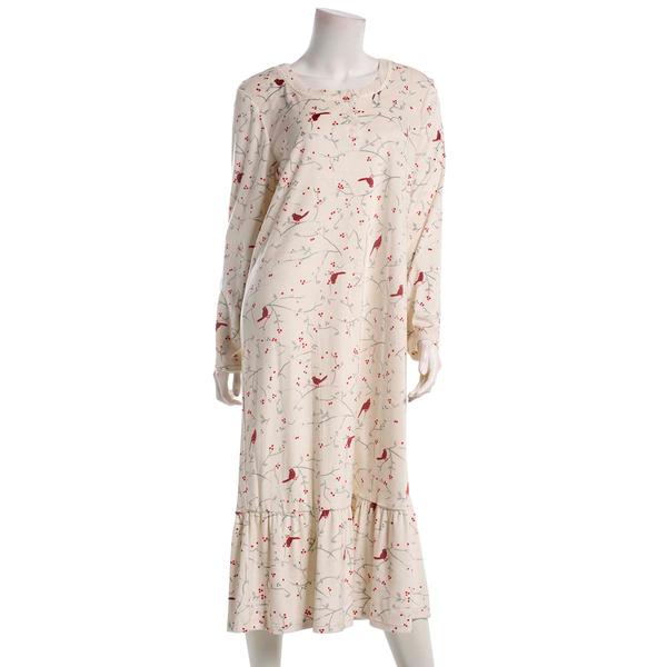 Womens White Orchid Velour Snow Cardinal Ballet Nightgown