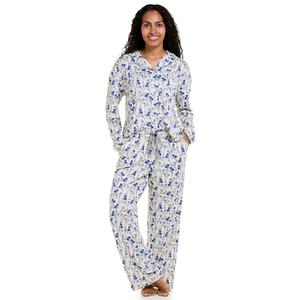 Womens White Orchid Long Sleeve Shadow Floral Henley Nightgown