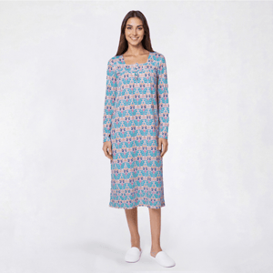Womens White Orchid Long Sleeve Growing Blooms Nightgown alternate view