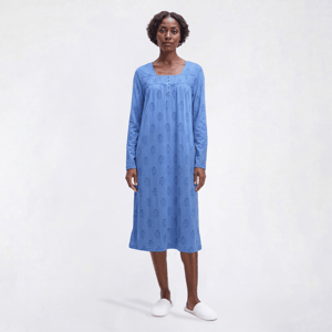 Womens White Orchid Long Sleeve Lotus Stamp Nightgown alternate view