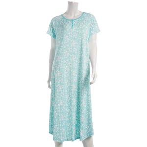 Womens White Orchid Floral Short Sleeve Henley Nightgown