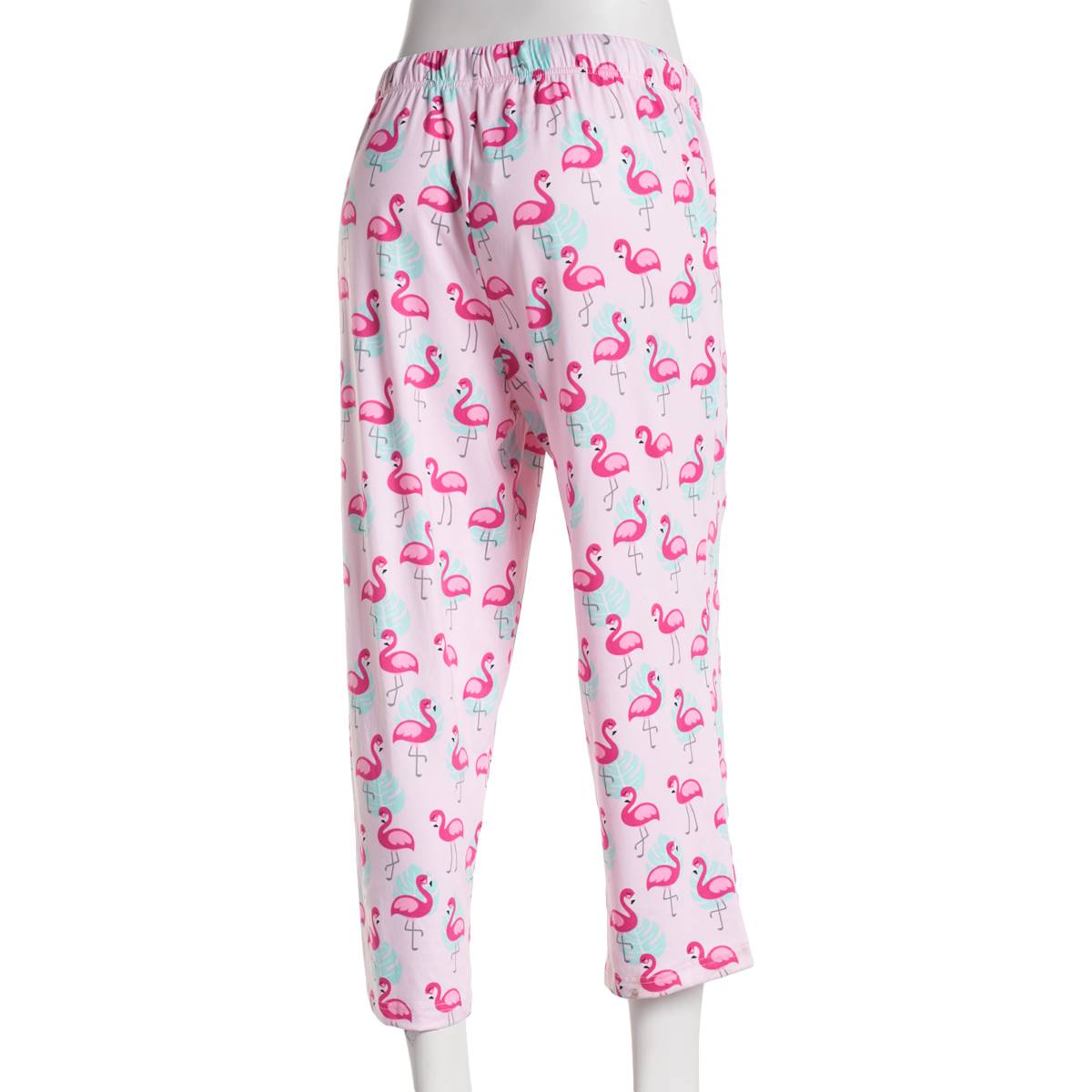 Womens Goodnight Kiss Flamingo Pool Party Capri Pajama Pants