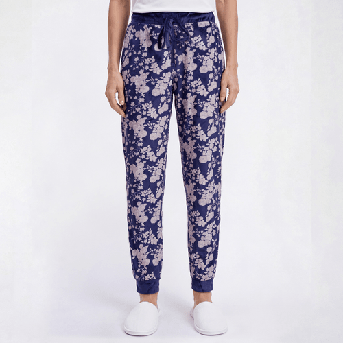 Womens Goodnight Kiss Floral Silky Velour Pajama Bottoms