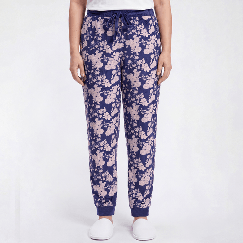 Plus Size Goodnight Kiss Floral Silky Velour Pajama Bottoms